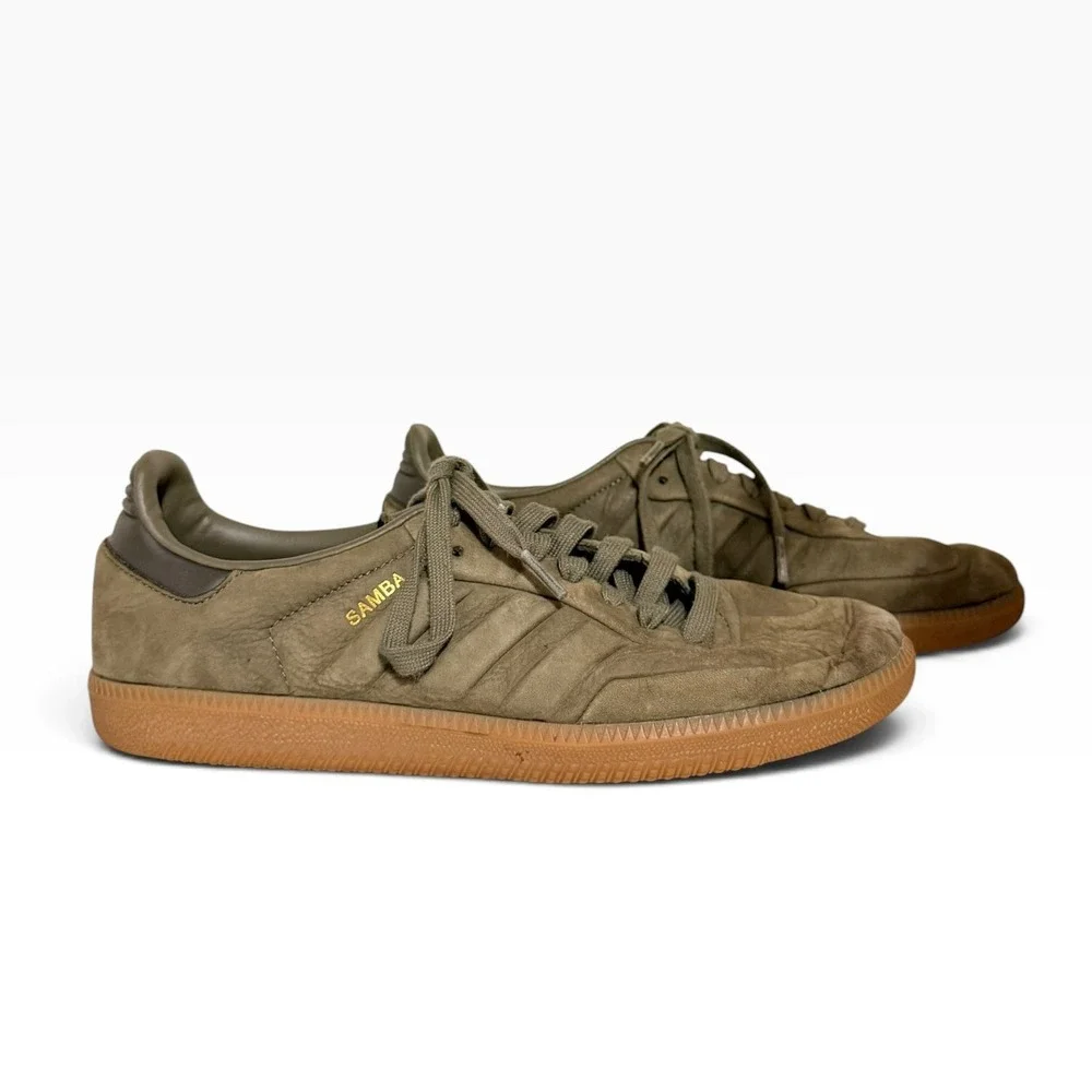 Adidas Samba OG Suede Olive Green strata Gum Sole Sneakers 8.5